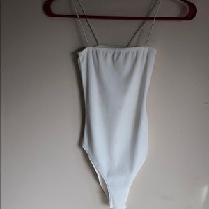 White straight neck bodysuit